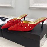 HIGH 65 MM MULE IN CHERRY RED SUEDE